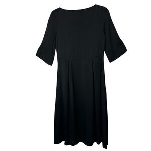 Classic Black Midi Dress with Elbow Sleeves